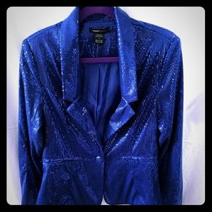 Royal Blue Sequin Fitted Blazer